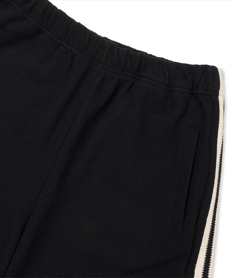 Embroidery Track Waffle Shorts - Black
