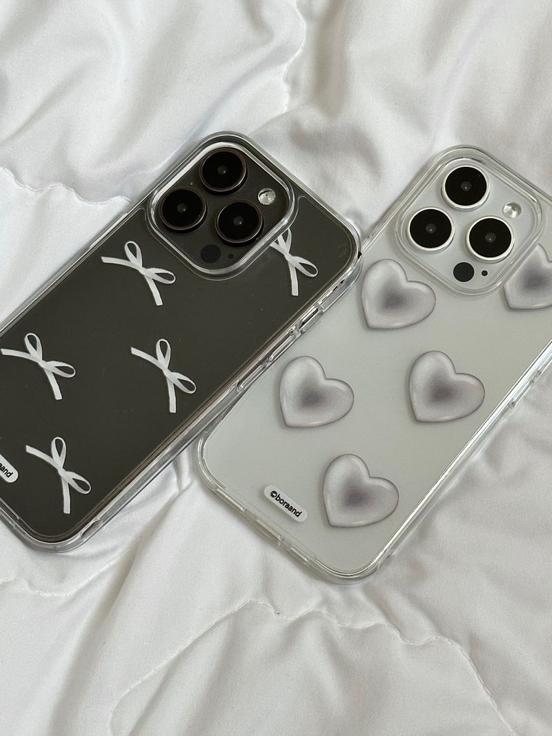 Silver Heart Ribbon Jell-hard case