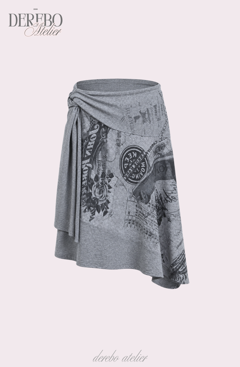 Gray Paper Unbalanced Midi Skirt