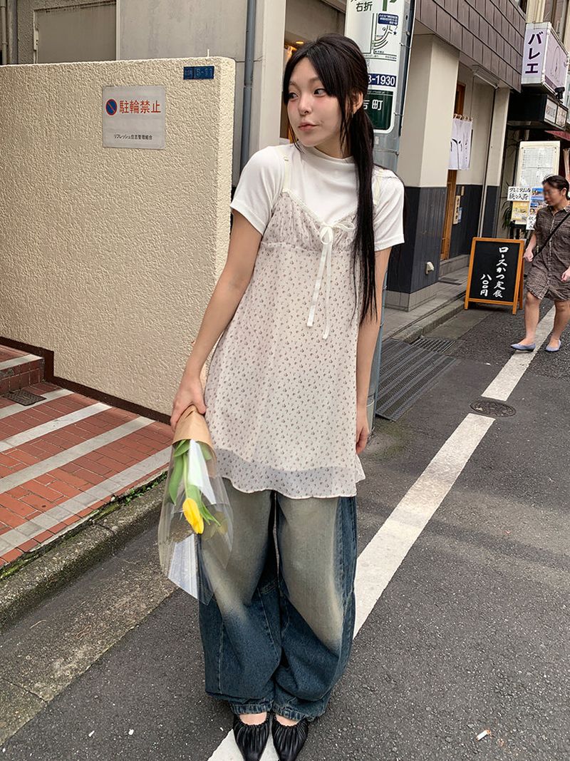 RIBBED HALF NECK TEE (4C)
