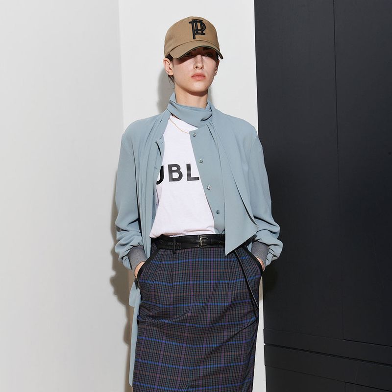 PUBLICKA X(パブリカエックス)の「 LUIS SCARF BLOUSE, MINT BLUE(Tops)」