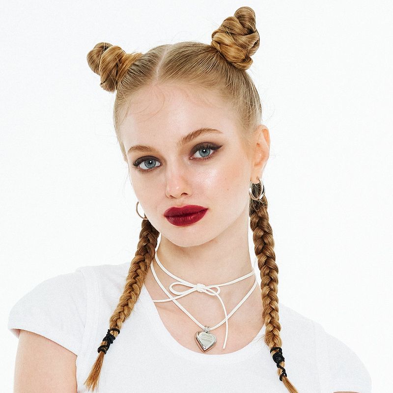 Heart Surgical Pendant Necklace [White Suede]