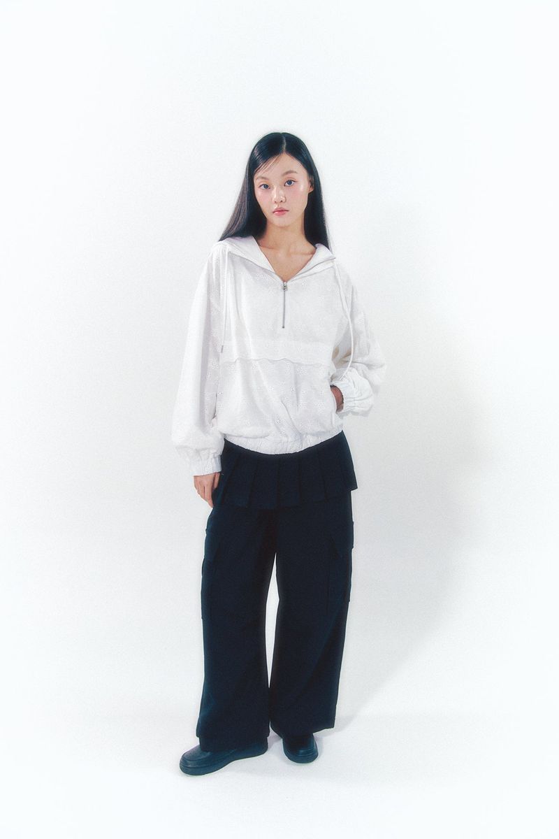 Lace Anorak Jumper White