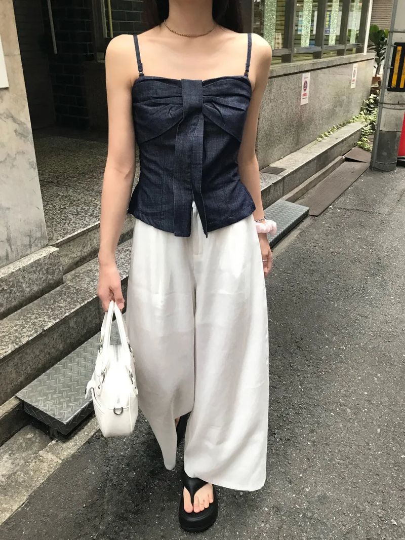 Mille Back Banding Wide Pintuck Long Pants