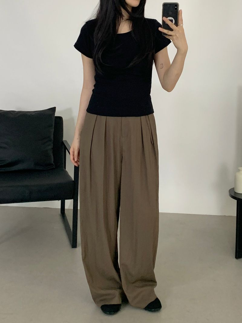 Briki Wide Pintuck Long Slacks