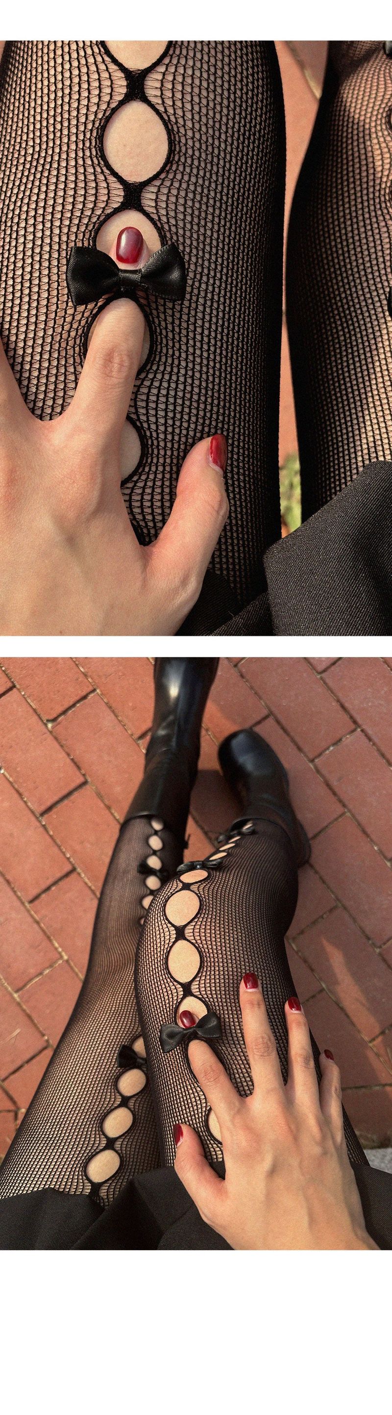 CUT OUT BOW TIGHTS (BLACK)