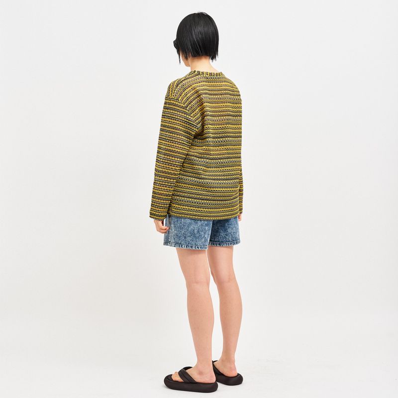 SEE-THROUGH CRAFT KNIT PULLOVER YELLOW