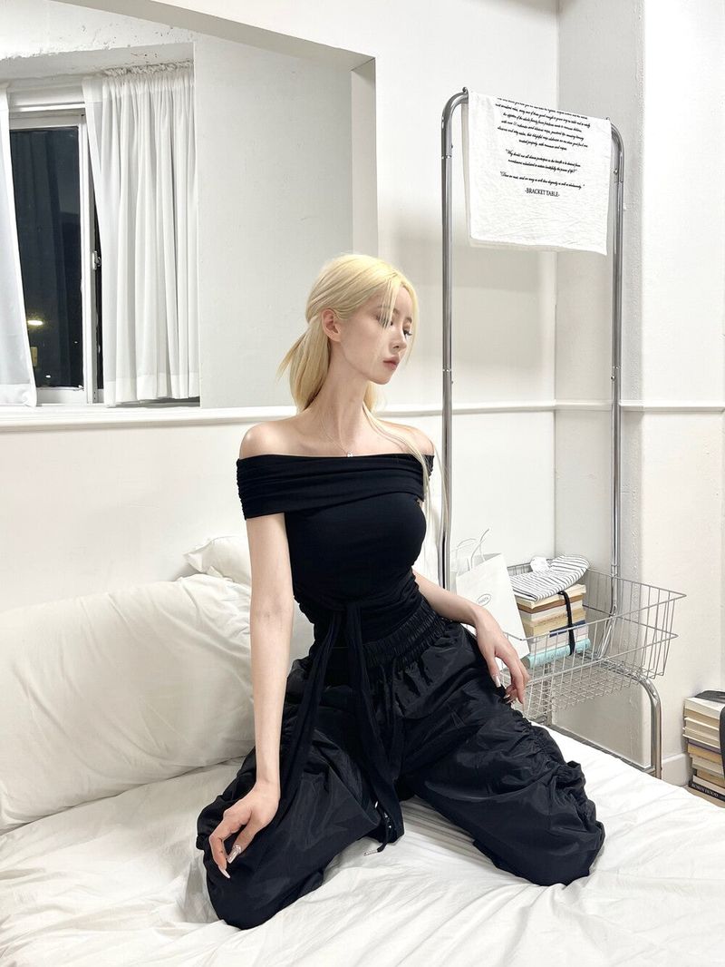 1268. Maxy shirring wide pt (2color)