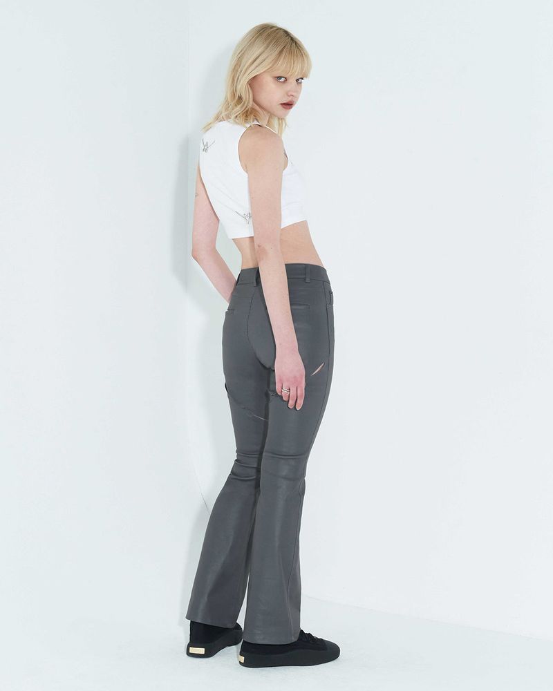 Coated Back Slit Jeans _ Grey