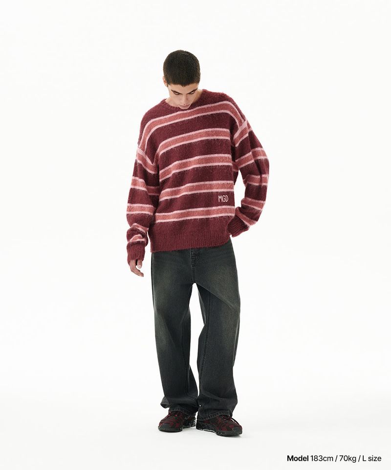 HAIRY STRIPE KNIT SWEATER
