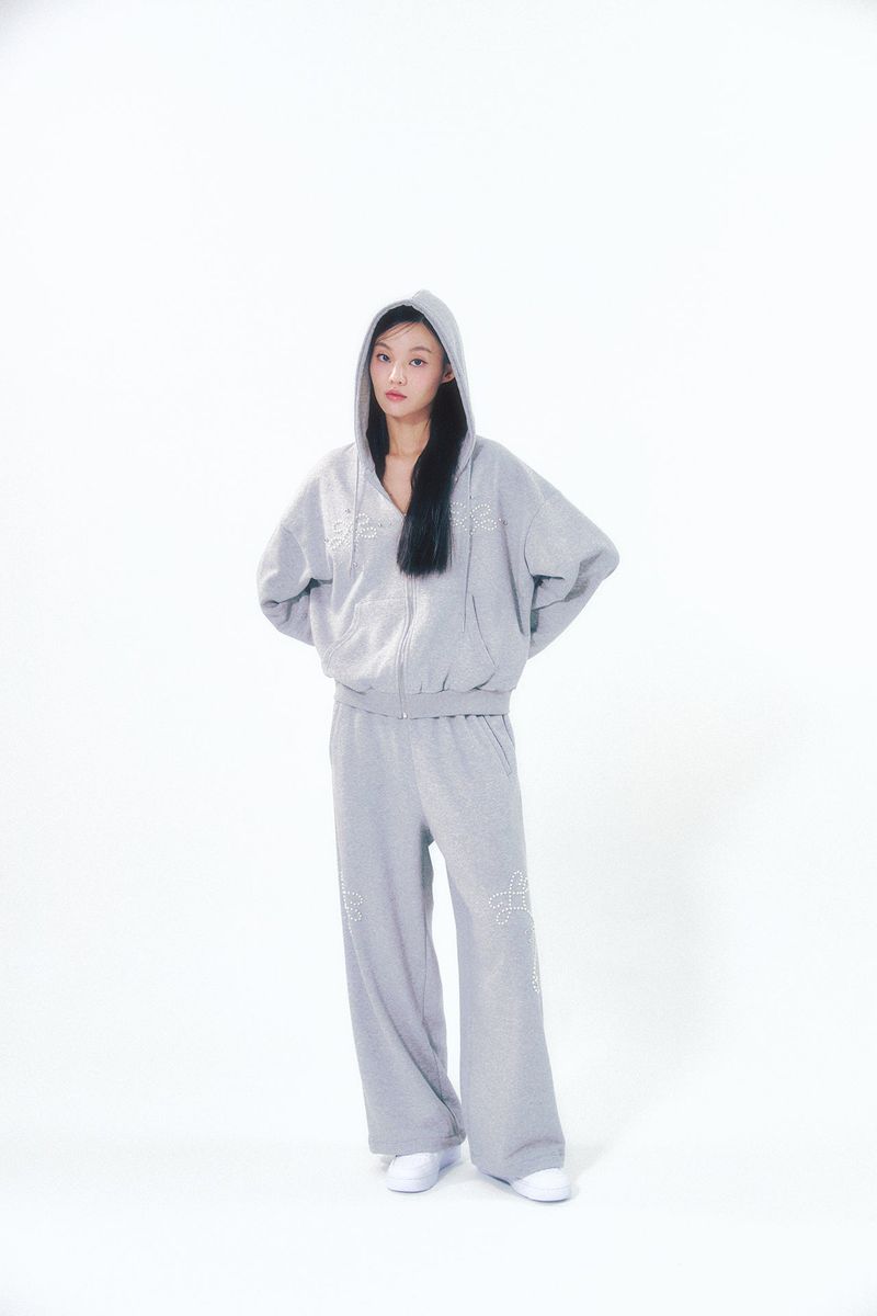 Pearl Hoodie Zip-Up Gray