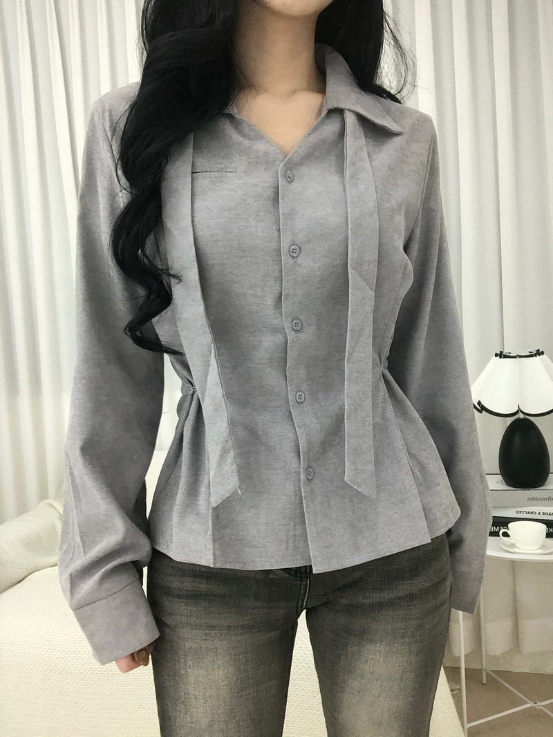 Dual Tie Pintuck Line Shirt
