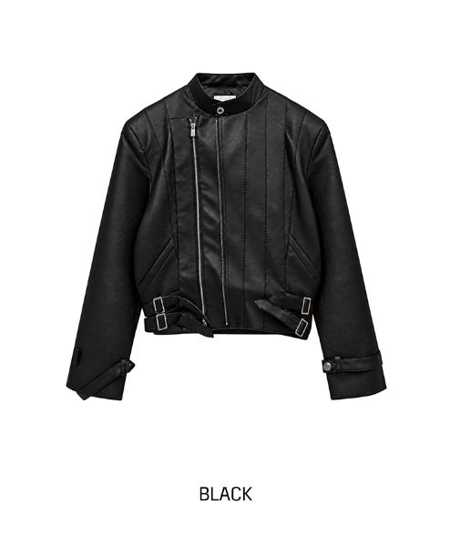 ジェロン ダイアゴナル ジッパー レザー ライダー ジャケット