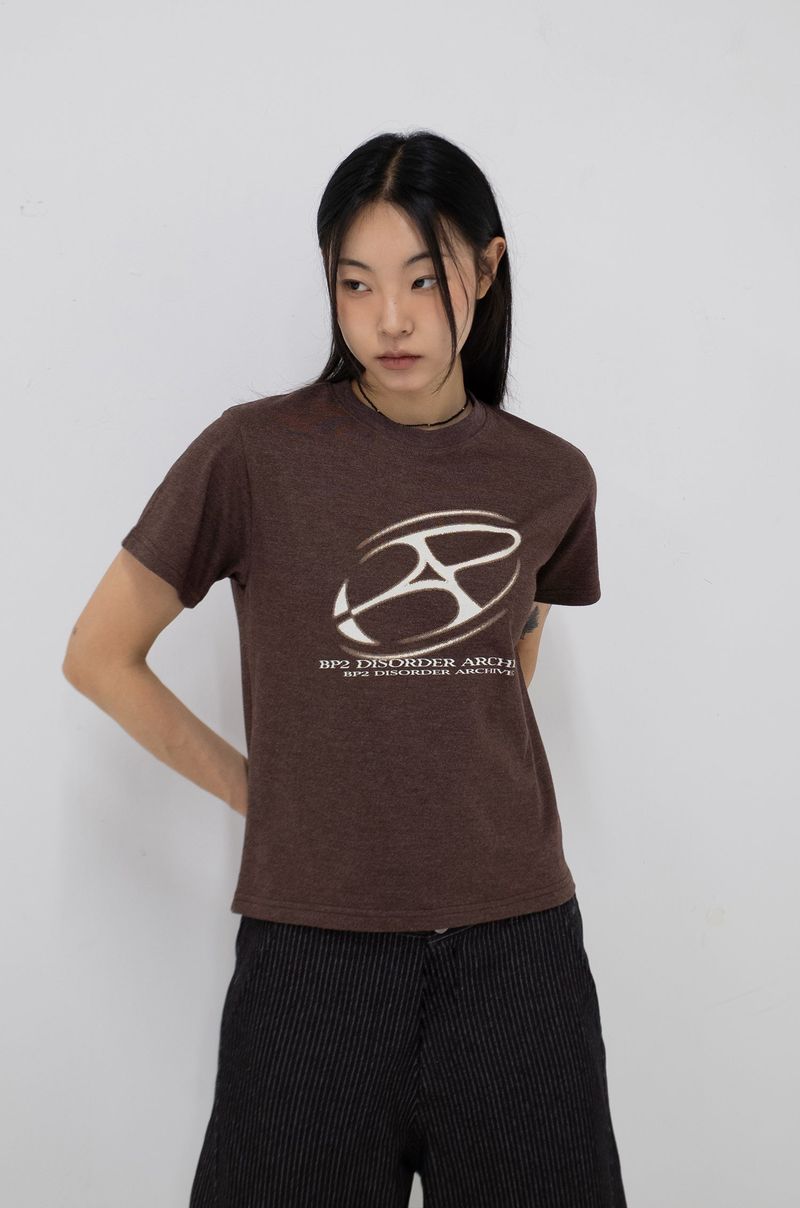 Big Graphic Logo Crop Tee Brown