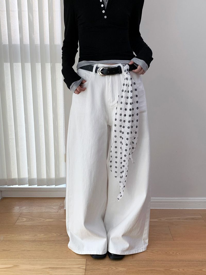 Four Seasons Wide Washed Cotton Pants