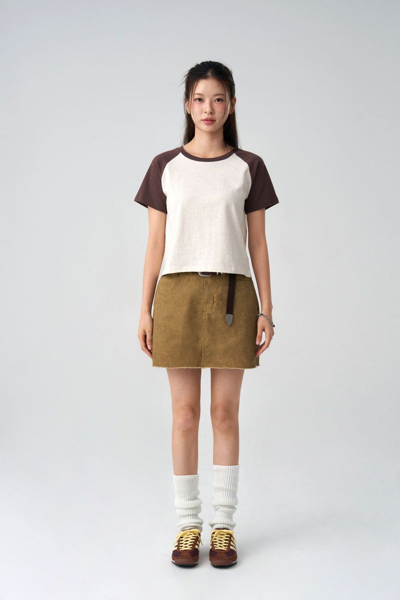 (W) grunge washed skirt pants
