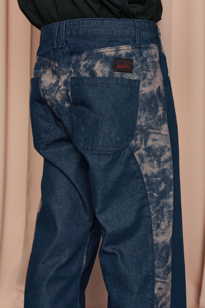 TIE-DYE BLOCK DENIM PANTS / INDIGO