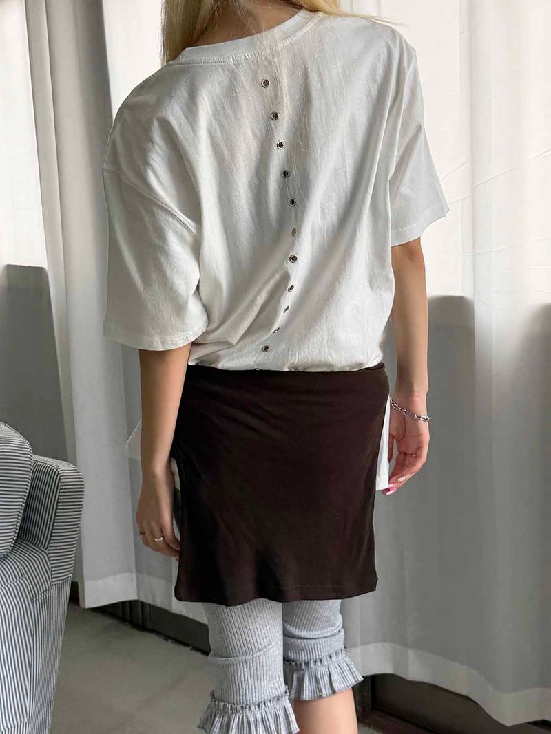 Back eyelet over fit t-shirts(3color)