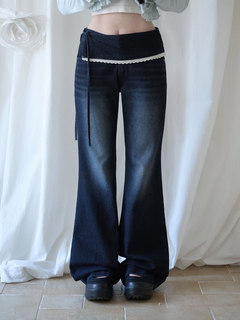 mireco（ミレコ）の「LAYERED LACE WRAP DENIM PT DARK BLUE（Pants）」