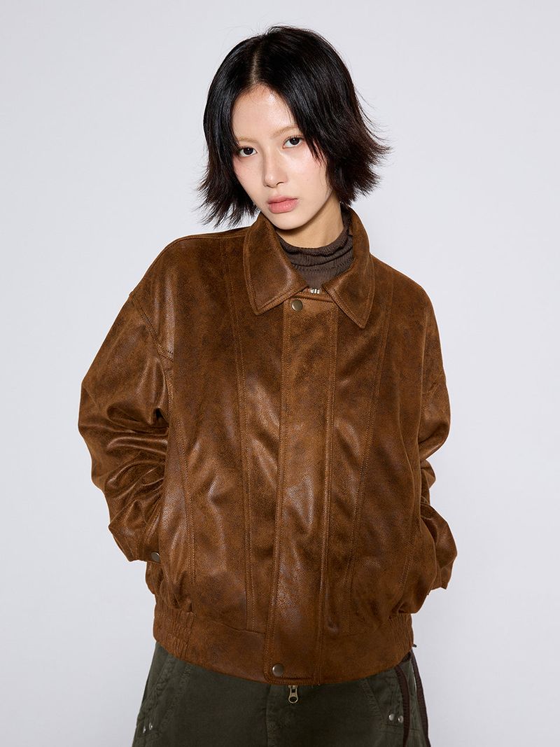 SUEDE WASHED JACKET / BROWN