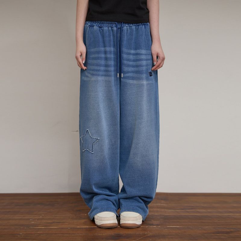 YK Applique Denim Sweat pants