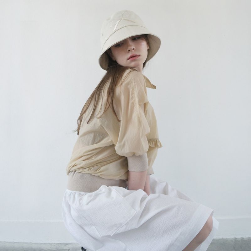 Cream Ribbon Cotton Hat