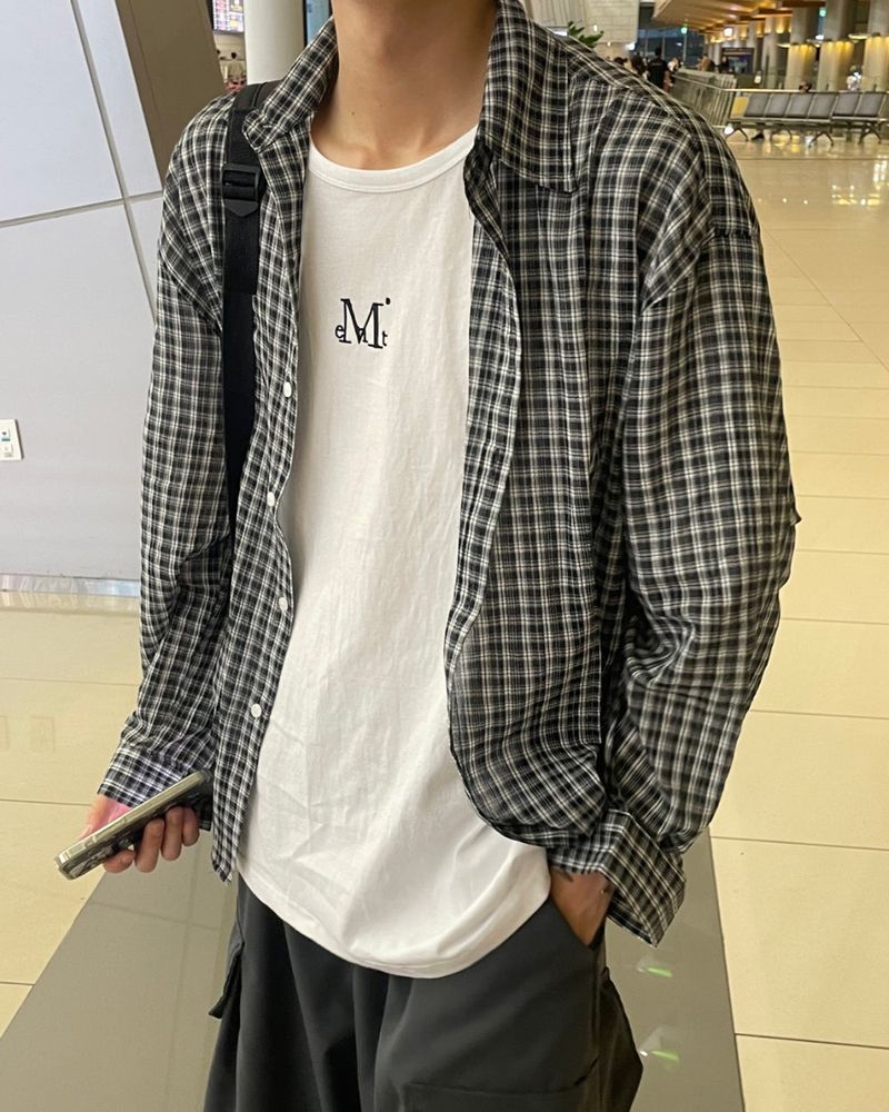 Russ check linen shirts