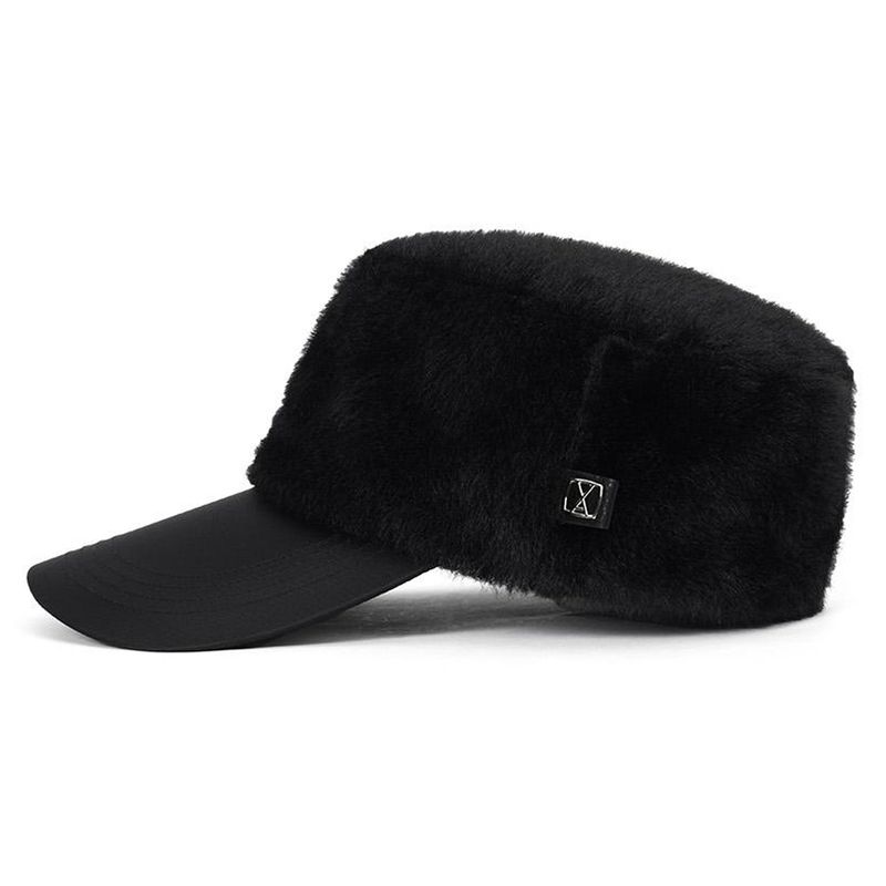 VA Square Fly Label Fur Bellboy Cap / Black