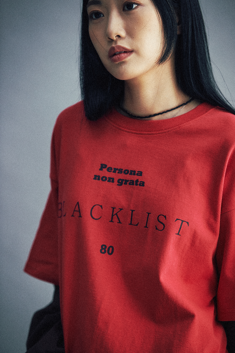 Blacklist lettering Layered tee (Red/Brown)