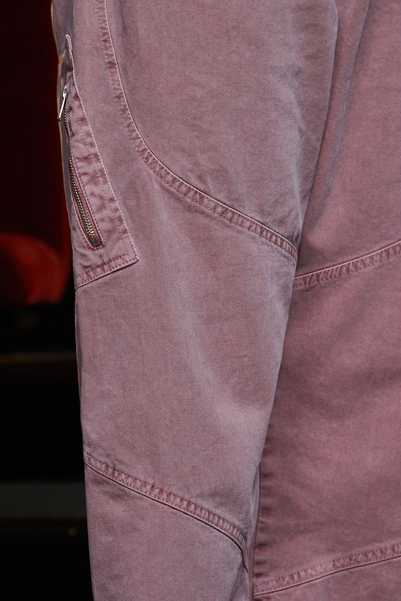 DYED ZIP CARGO PANTS / DARK PINK