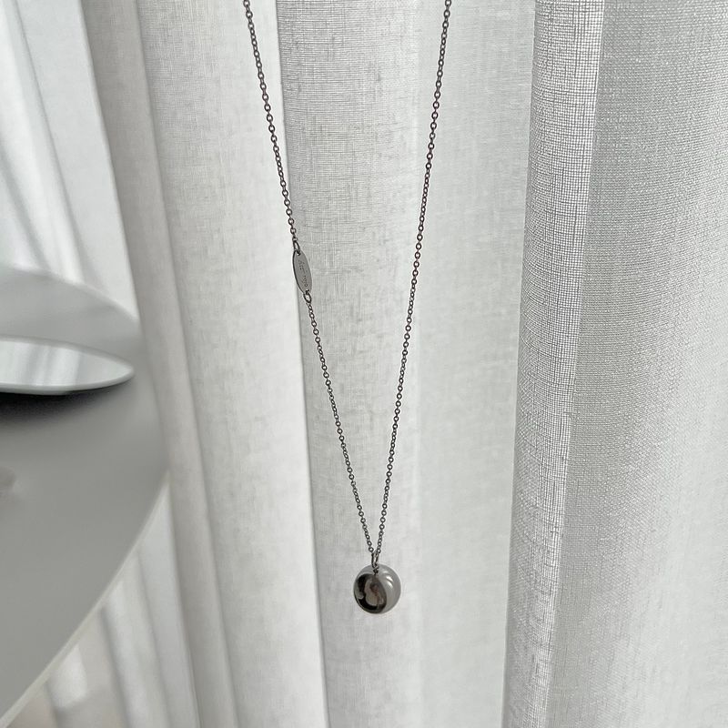 vvv Stainless Steel Bold Ball Long Coin Two Way Coin Titanium Necklace