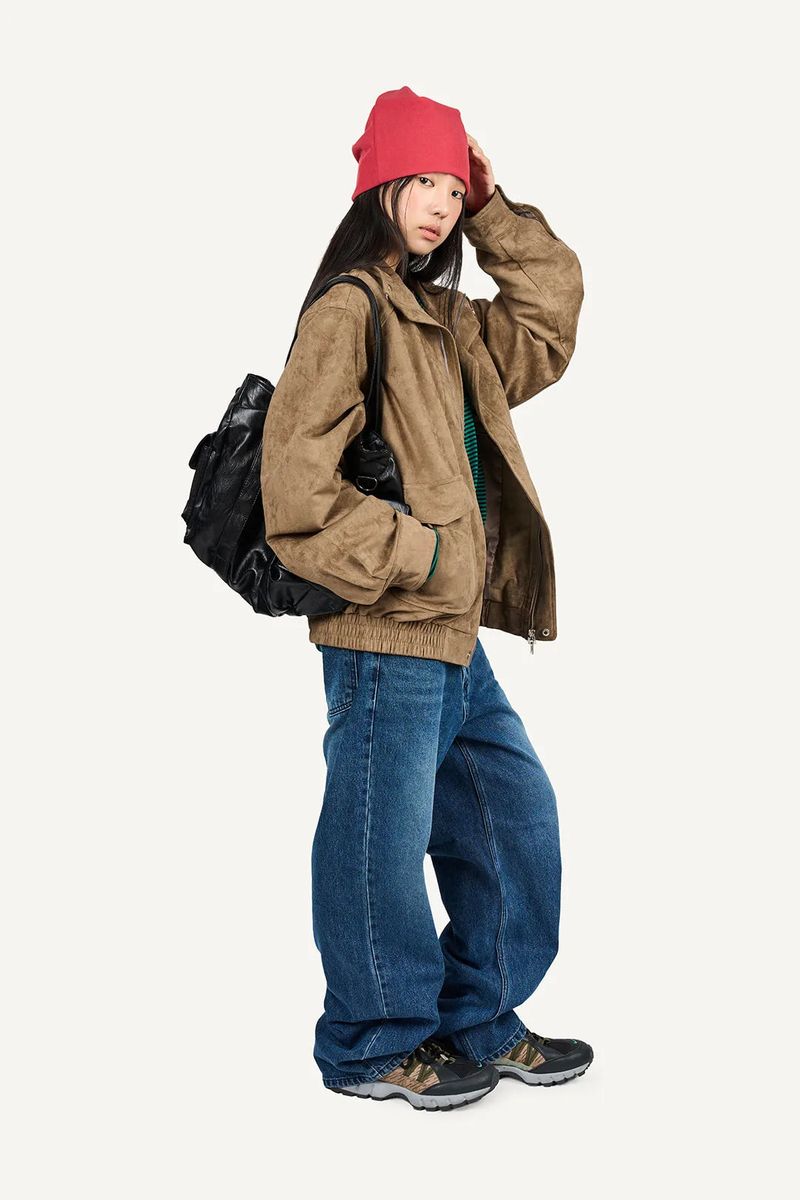Glow High-Neck Suede Jacket
