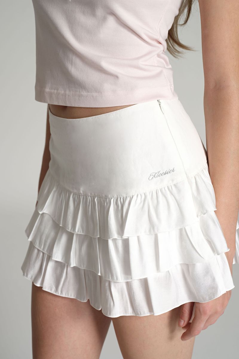 Sheer flow frill skirt