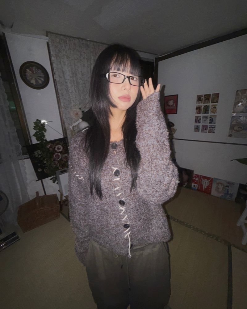 (3color) Mongle Stitch Hairy Loose Cardigan
