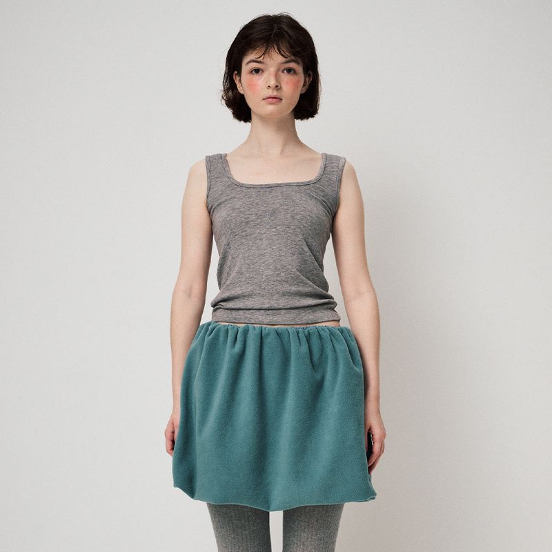 STRIPE HIGH NECK LAYERED TEE, GREY