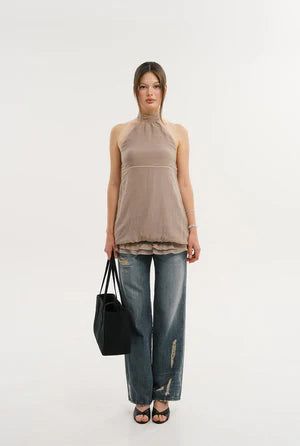 threetimes(スリータイムズ)の「Sheer halter dress(Dresses)」