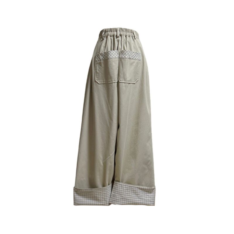 (3color) Check Roll-Up Wide Pintuck Pants