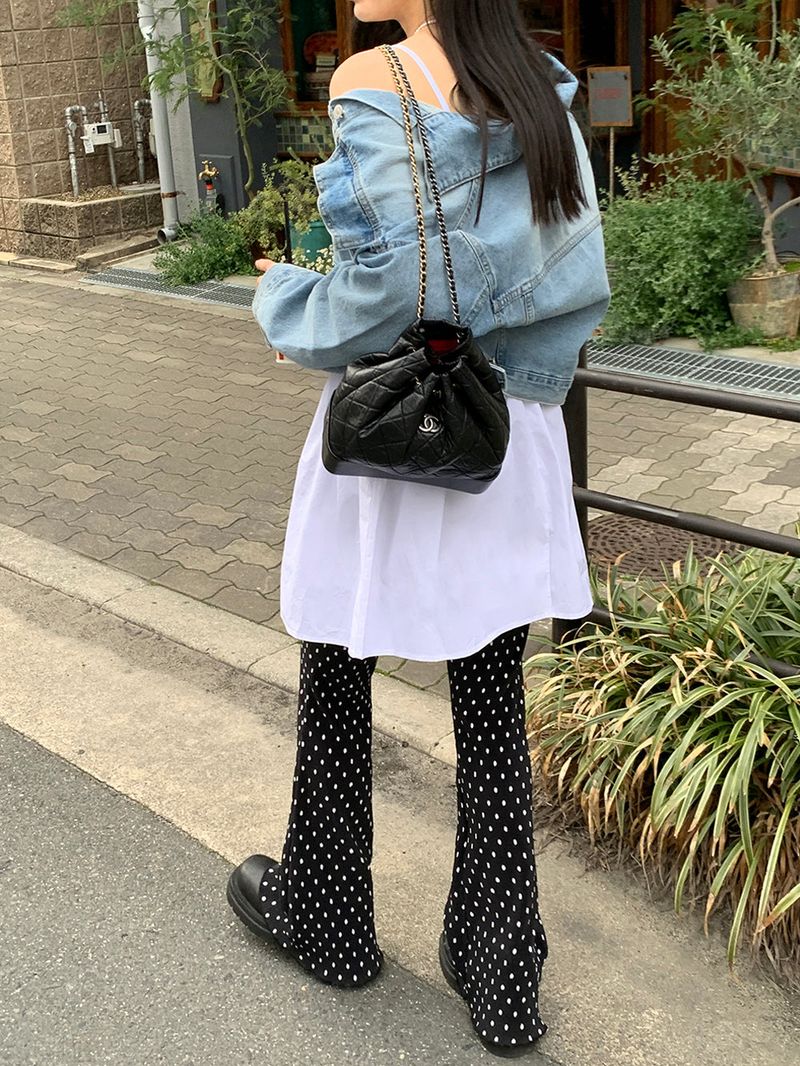 [MADE] Dot Pleated Long Bootcut Pants