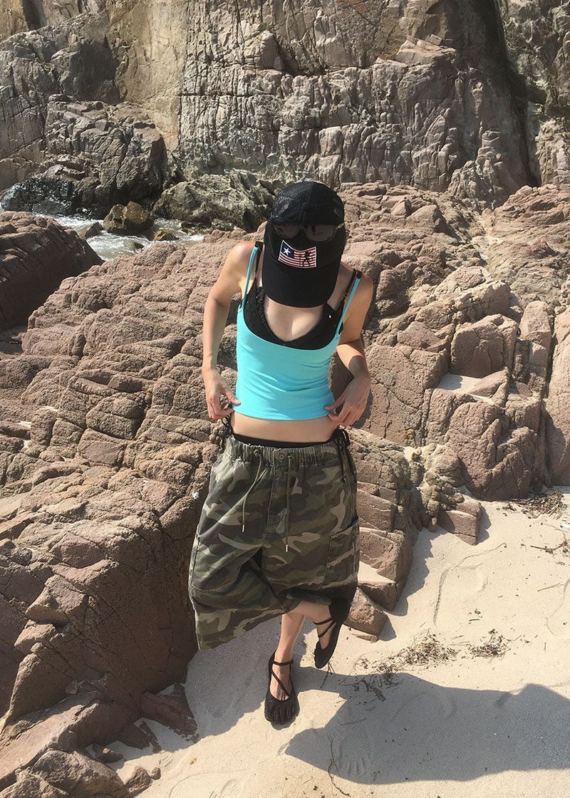 ZIPPER CARGO BERMUDA PANTS