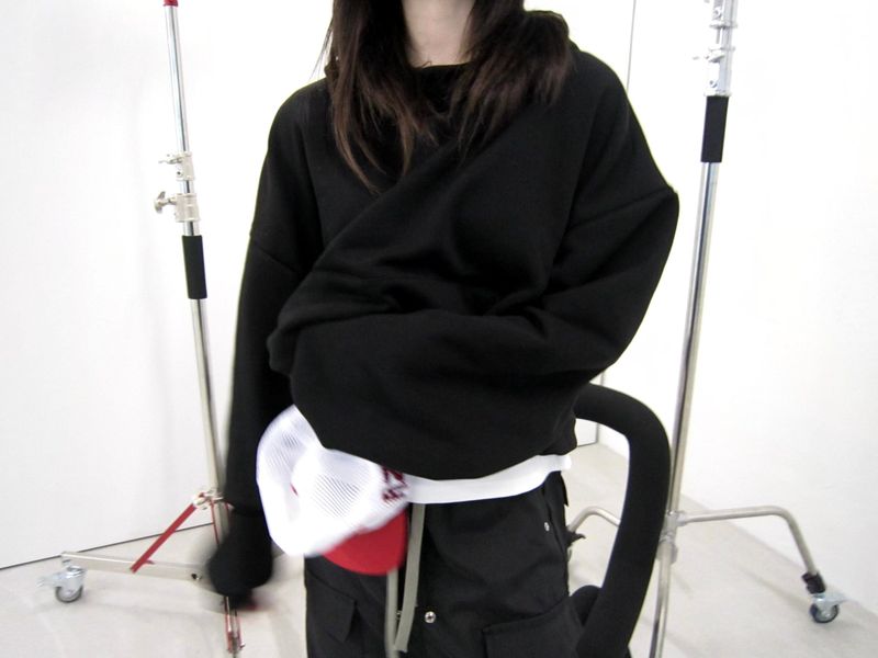 High-neck cropped hoodie