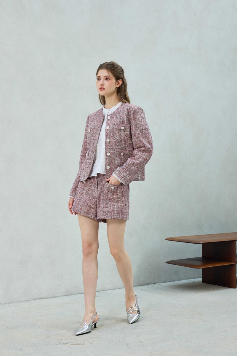 CHERISH TWEED SHORTS PANTS / RED