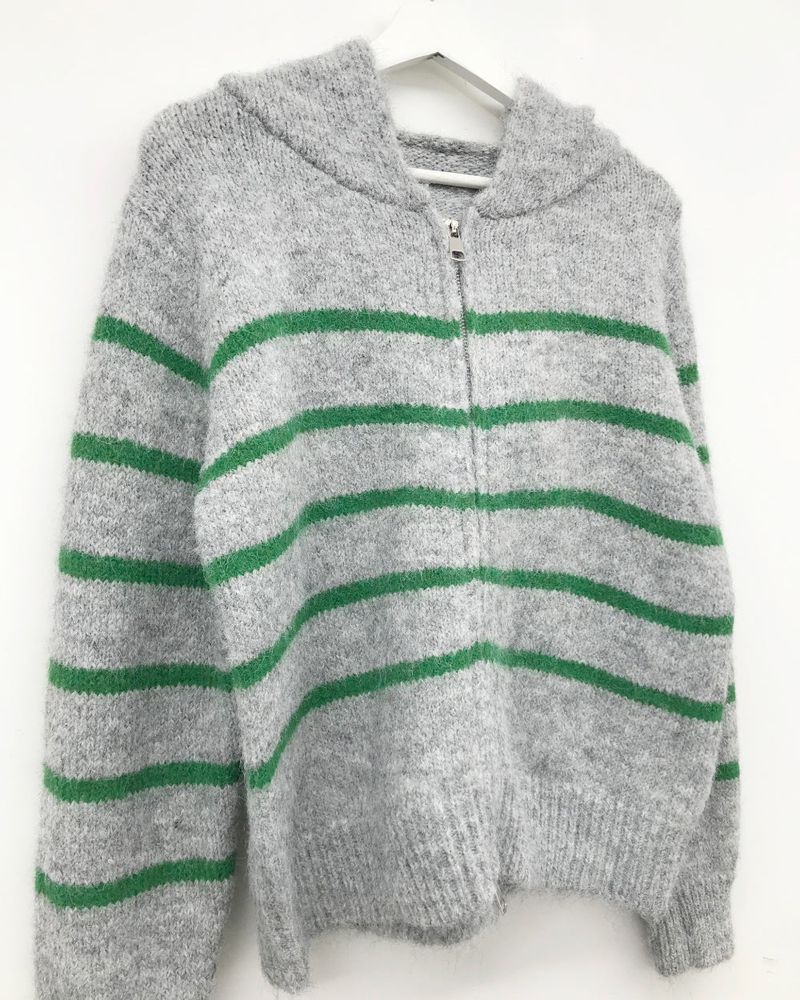 Saint Stripe Knit Hooded Zip-Up (2Colors)