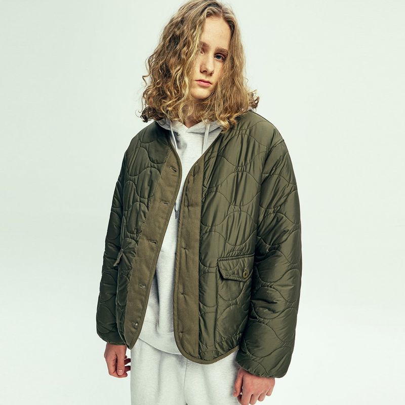 reversible quilted & fleece liner jacket olive khaki
