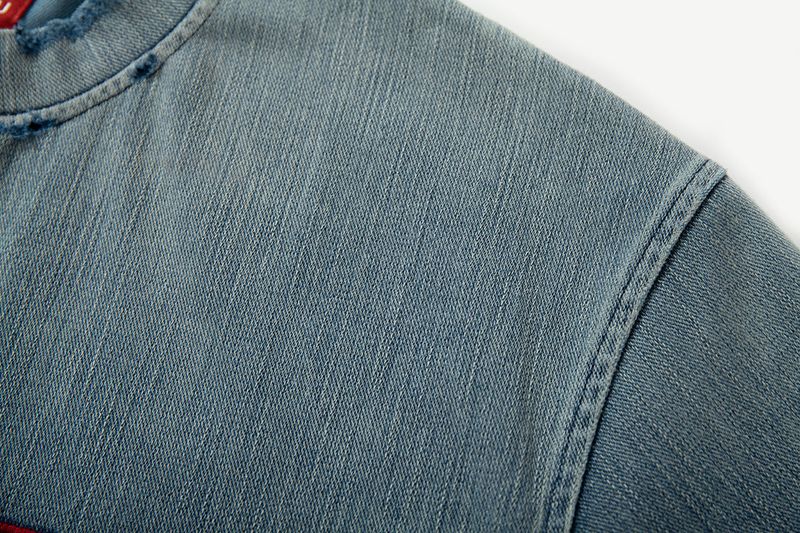 WASHED KNIT DENIM LONG SHIRT