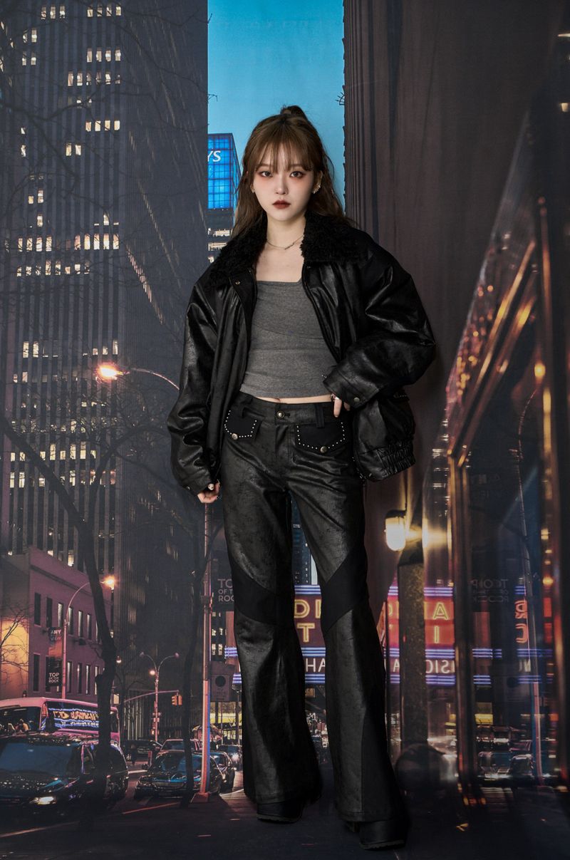 CHERRYQUIRI（チェリーキュリー）の「CRACK LEATHER BOOTS CUT PT (BLACK)（Pants）」