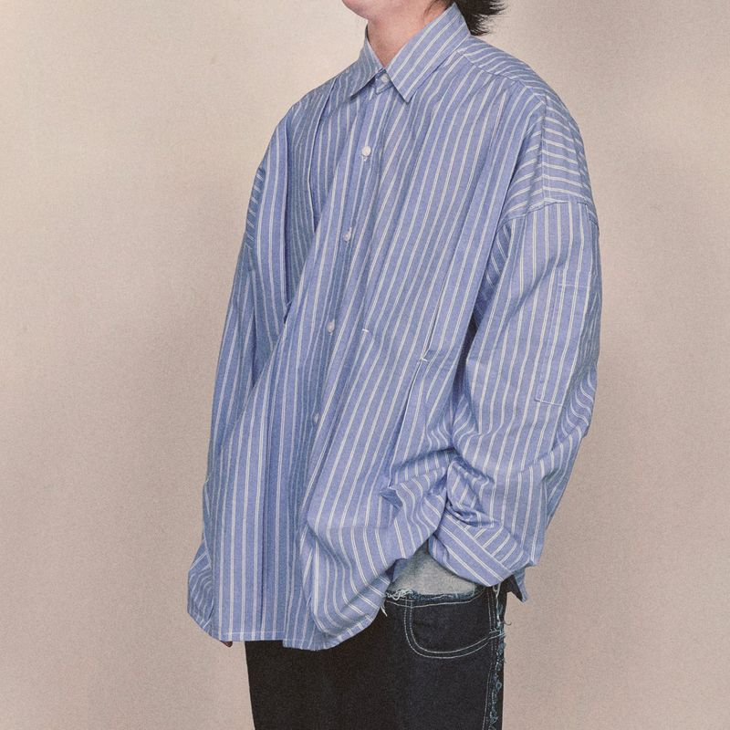 offset stripe shirt_blue