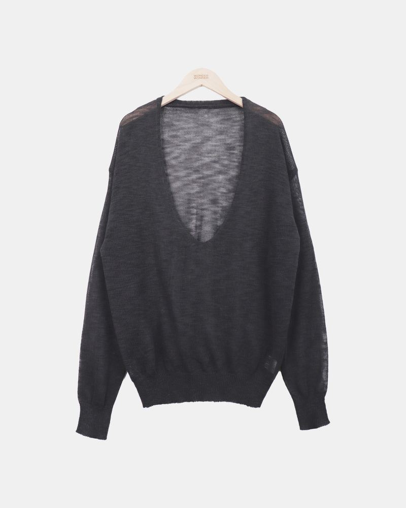 Karom Deep V-Neck Long Sleeve Knit Top