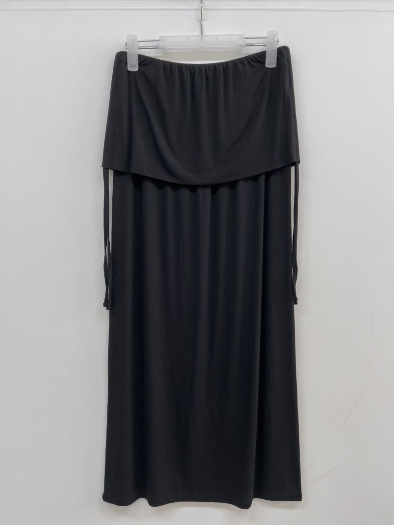 Shirred Layered Long Skirt