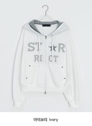 Femme Star Printing Hood Zip-Up