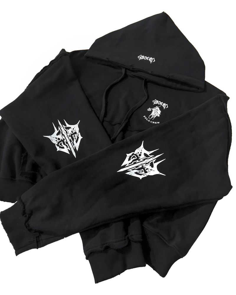 POLO CROP HOODIE_BLACK